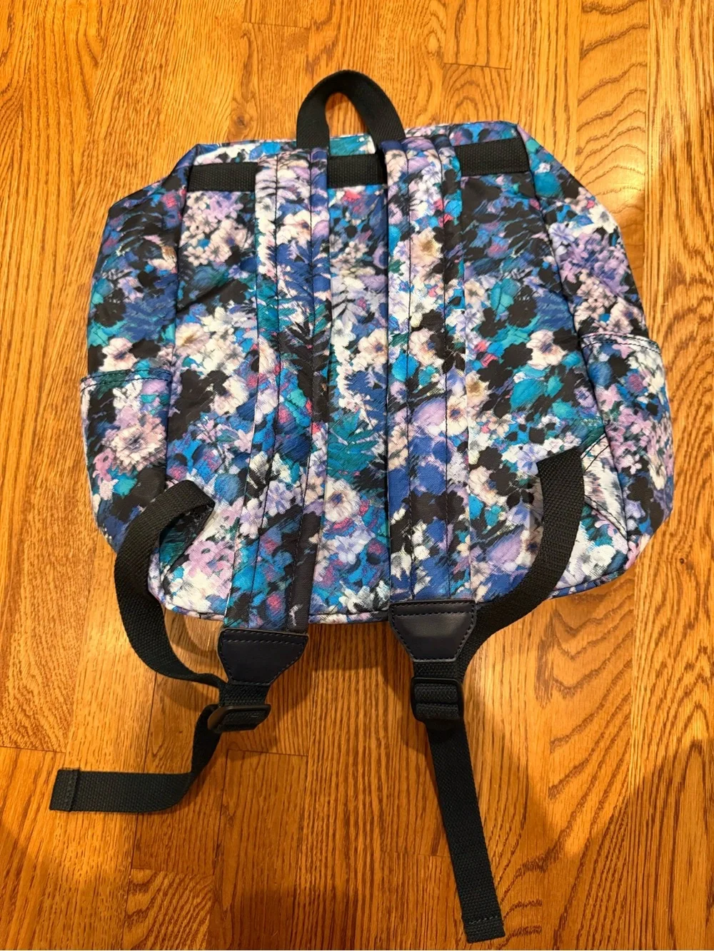 Kipling Floral Backpack in Black, Blue & Purple